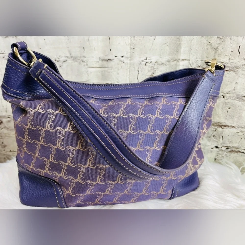 Liz Claiborne women's handbag purple and gold chainlink satchel - Picture 8 of 14